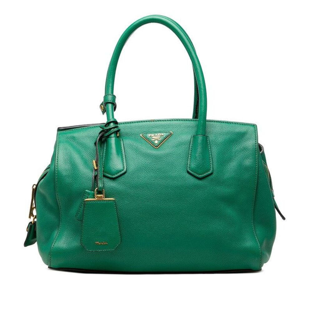 Prada Triangle Logo Plate Tote Bag